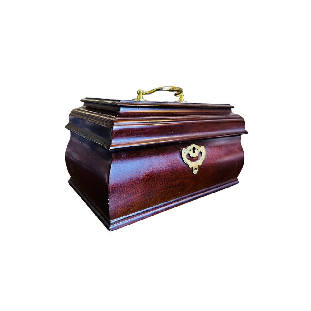 Vintage Wooden Jewelry Box Dated 1996 – Burgundy Velvet Interior Made in Korea